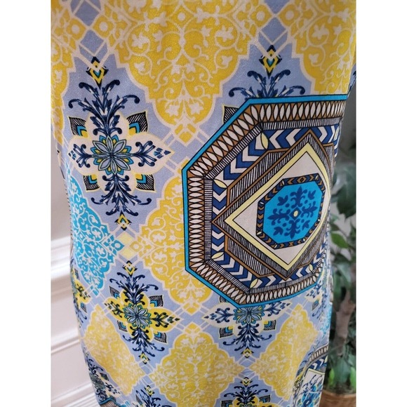 Fab'rik Womens Multi Floral Polyester Sleeveless V Neck Knee Length Dress Small - Picture 3 of 13